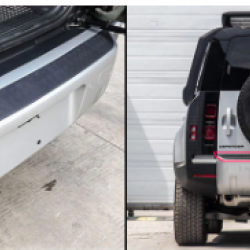 Накладка на задний бампер Land Rover Defender под алюминий